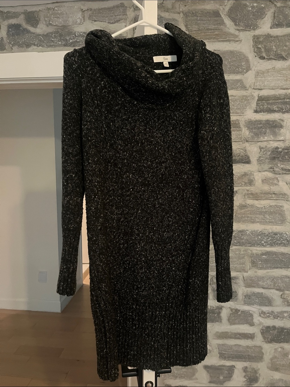 Ripe Black Marled Cowl Neck Sweater Dress